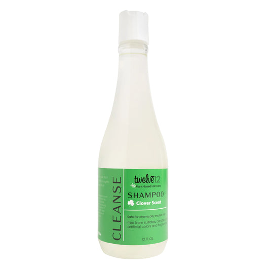 Bouteille de shampooing avec parfum de trèfle du kit purification trèfle Twelve12 Les soins Bellafro